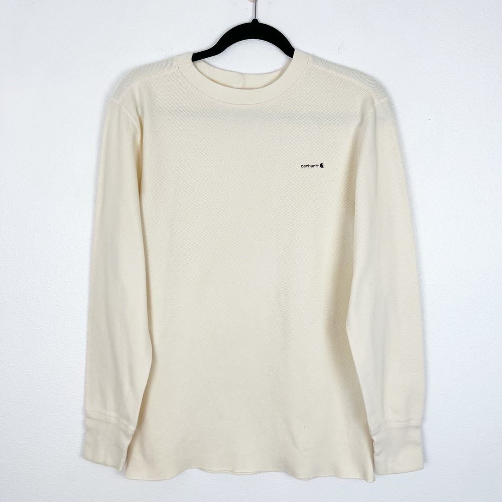 Carhartt Shirt Mens Medium Cream Thermal Long Sleeve
